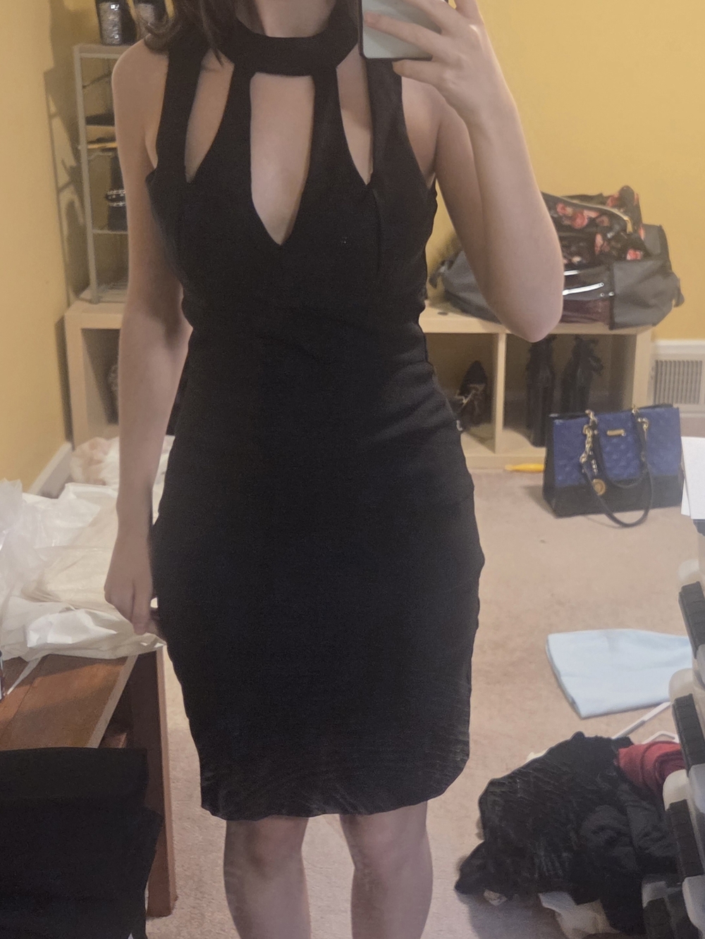 Black Halter Cutout Bodycon Dress